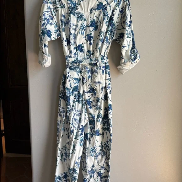 Anthropologie Lucienne Floral Belted Jumpsuit Cottagecore Coastal Euro Summer - Picture 7 of 7